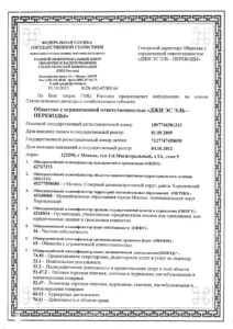 Выписка с Росстата ООО "Джи ЭС Эль - Переводы"